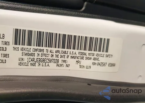 2014 Jeep Grand Cherokee Limited from USA, damaged, VIN 1C4RJEBG8EC507228